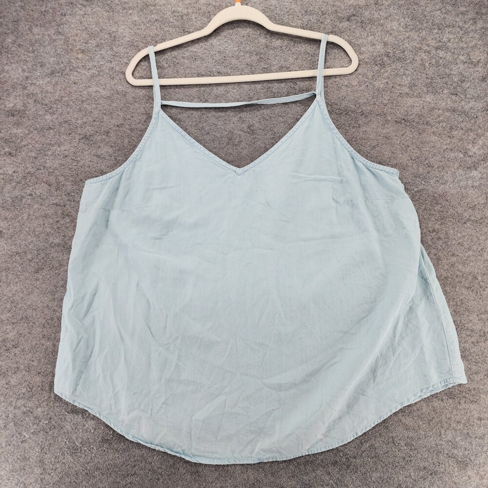 Ann Taylor LOFT Shirt Womens 20 Sleeveless Blue V Neck